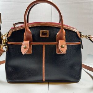 Dooney & Bourke Camden Saffiano Black Domed Satchel